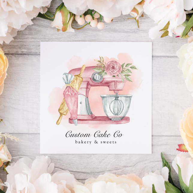 Gâteau Mixte Aquarelle + Carte de visite rose boul (Créateur téléchargé)