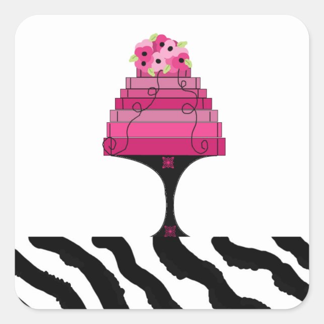Gâteau rose design avec Sticker d'impression Zebra (Devant)