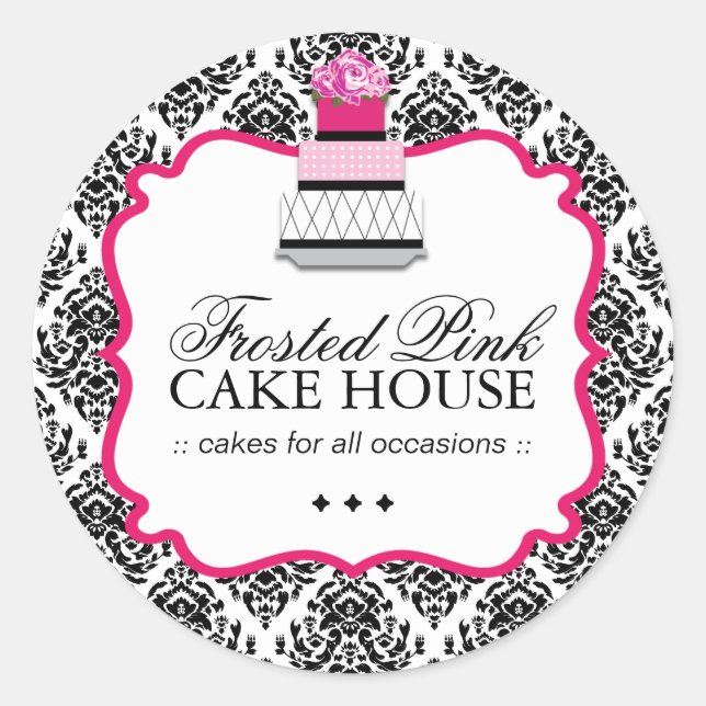 Gâteau Sassy Damask - Stickers Emballage (Devant)