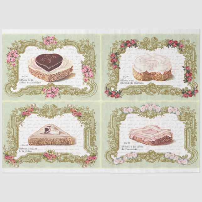 Gâteaux à la Crème French Cream Cake Decoupage Tissue Paper (Front)