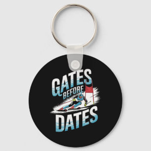Gates Before Dates Alpine Skiing Keychain