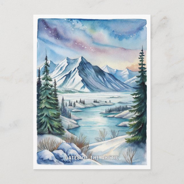 Gates of the Arctic National Park Watercolor  Postcard (Front)
