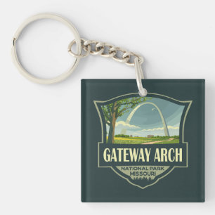 Gateway Arch National Park Illustration Retro Art Keychain
