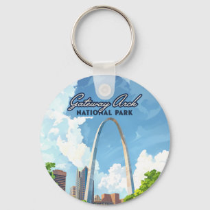 Gateway Arch National Park Missouri St Louis Retro Keychain