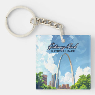 Gateway Arch National Park Missouri St Louis Retro Keychain