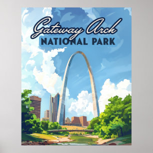 Gateway Arch National Park Missouri St Louis Retro Poster
