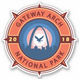 Gateway Arch National Park Retro Compass Emblem