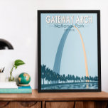 Gateway Arch National Park Vintage Poster<br><div class="desc">Gateway Arch vector artwork design. The park is located in St. Louis,  Missouri,  near the starting point of the Lewis and Clark Expedition.</div>