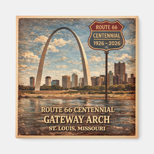 Gateway Arch Route 66 St Louis Souvenir Fridge Magnet