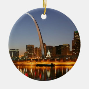 Gateway Arch St. Louis Mississippi at Night Ceramic Ornament