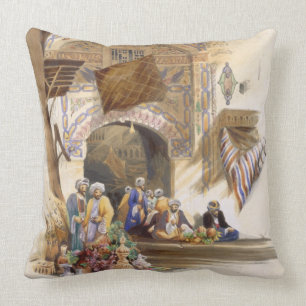 Gateway of a Bazaar, Grand Cairo, pub. 1846 (litho Throw Pillow