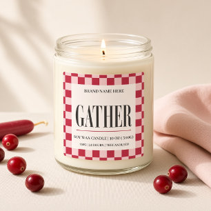 Gather Pink Red Gingham Custom Thanksgiving Square Sticker