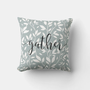 Gather Script Floral Country Rustic Throw Pillow