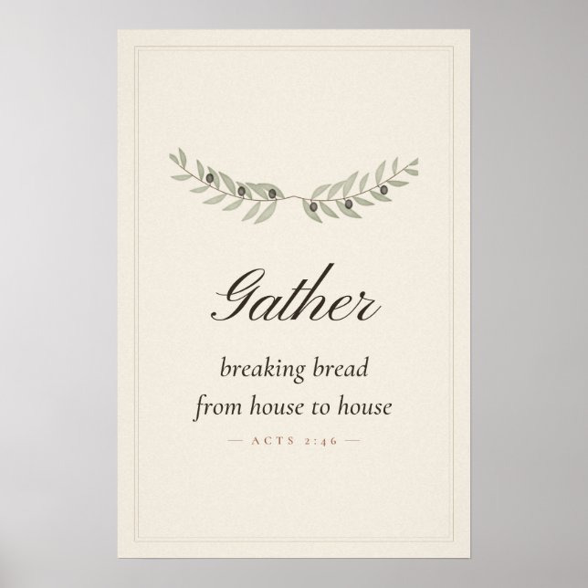 Gather Sign Dining Room Acts 2 46 Breaking Bread (Front)