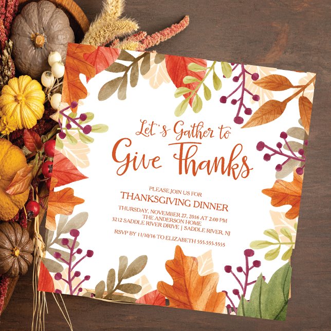 Gather to Give Thanks Thanksgiving Dinner Invitation (Creator Uploaded)
