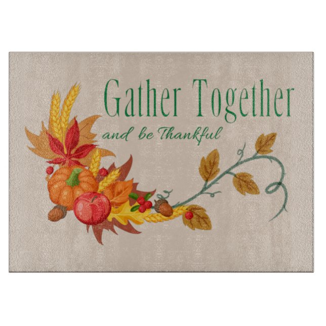 Gather Together | Fall-Themed 15"x11"  Cutting Board (Front)