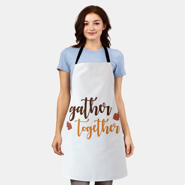 Gather Together Thanksgiving Autumn Colours  Apron (Worn)
