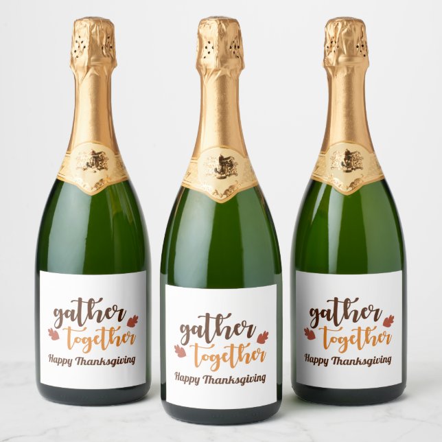 Gather Together Thanksgiving Autumn Colours Sparkling Wine Label (Bottles)