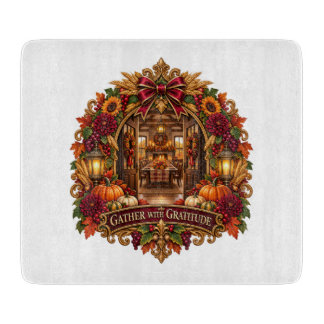 Gather With Gratitude Thanksgiving Cutting Board