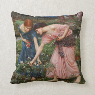 Gather Ye Rosebuds Pre-Raphaelite Throw Pillow