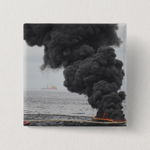 Gathered concentrated oil burns 2 inch square button