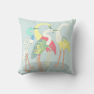 Gathered Cranes Throw Pillow