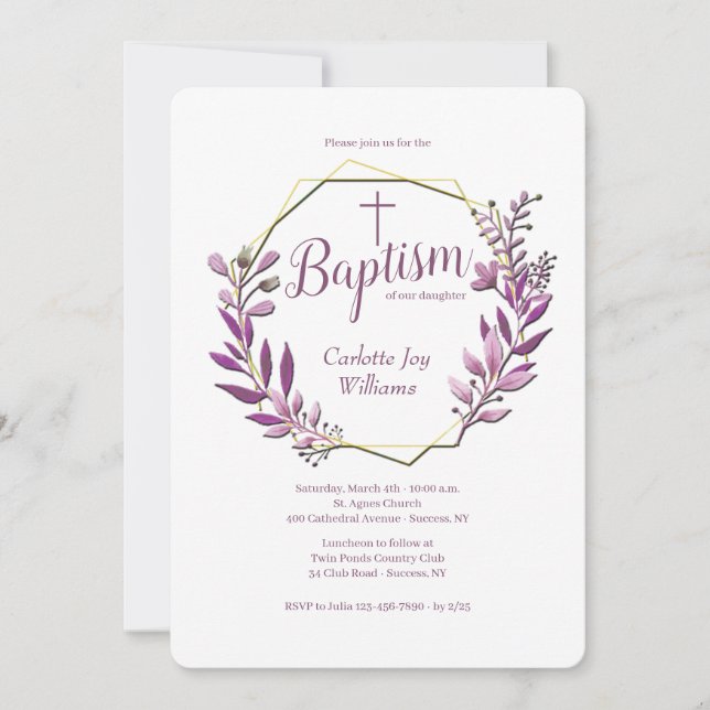 Gathered Together Religious Invitations (Pink) (Front)