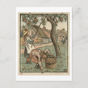 Gathering Apples, from 'Travaux des Champs', engra Postcard