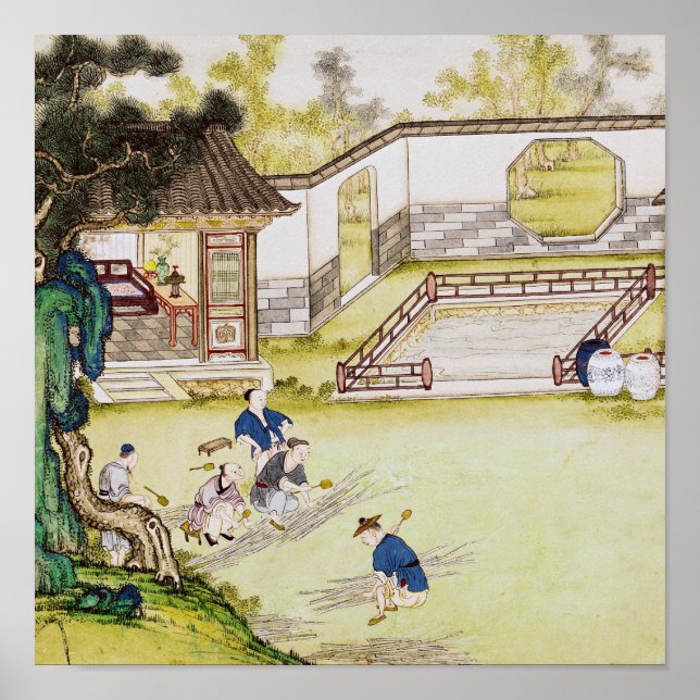 Gathering bamboo to make paper poster (Front)