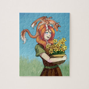 Gathering Flowers with a Dragon Jigsaw Puzzle
