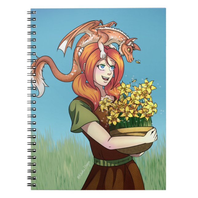 Gathering Flowers with a Dragon Notebook (Front)