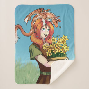 Gathering Flowers with a Dragon Sherpa Blanket