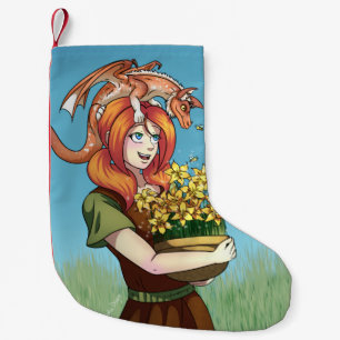 Gathering Flowers with a Dragon Small Christmas Stocking
