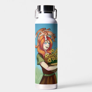 Gathering Flowers with a Dragon Water Bottle