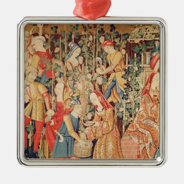 Gathering Grapes, detail of The Grape Harvest Metal Ornament (Front)