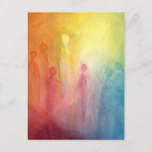 Gathering in the light watercolor painting postcard