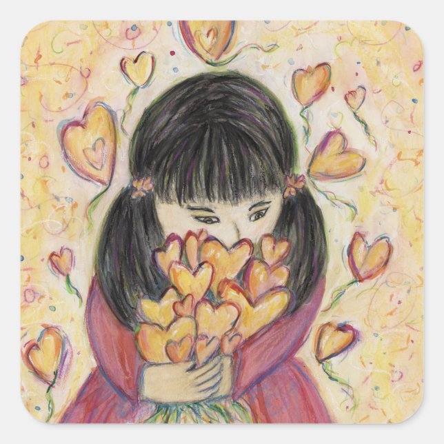 Gathering Love Hearts Art Custom Sticker Decals (Front)