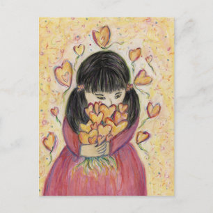 Gathering Love Hearts Custom Art Note Postcard