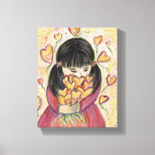 Gathering Love Hearts Painting Canvas Art Print