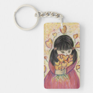 Gathering Love Hearts Word Art Custom Keychain