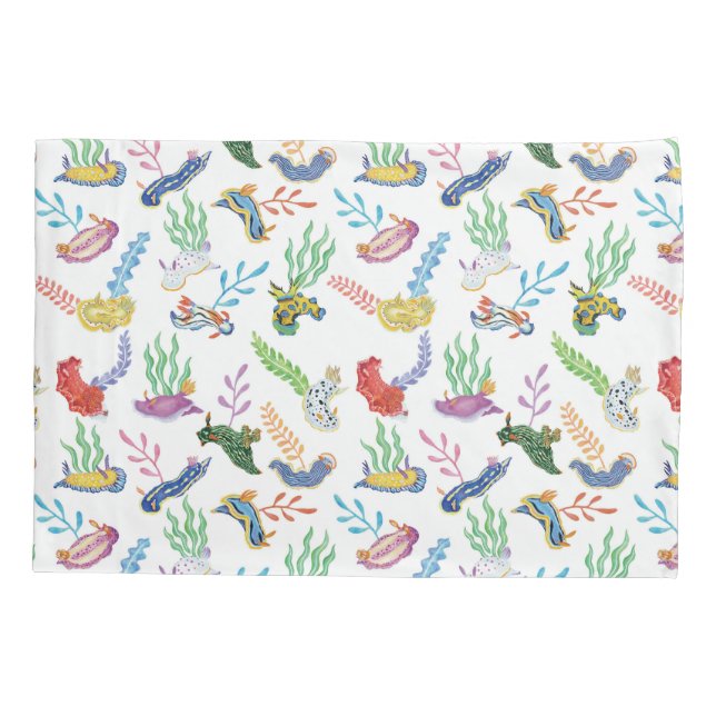 Gathering of Nudibranchs | Ocean Art Design Pillowcase (Back)