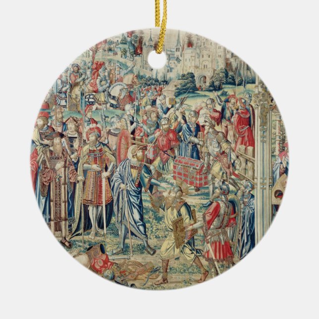 Gathering the Booty, Tapestry of David and Bathshe Ceramic Ornament (Front)