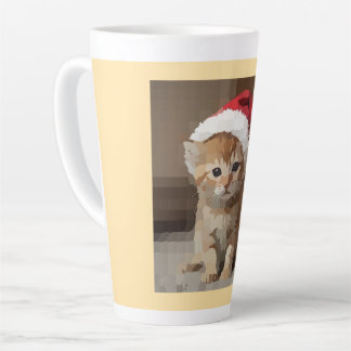 Gatinho fofo com chapéu do papai Noel. Latte Mug