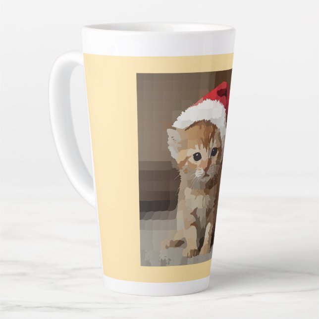 Gatinho fofo com chapéu do papai Noel. Latte Mug (Left Angle)