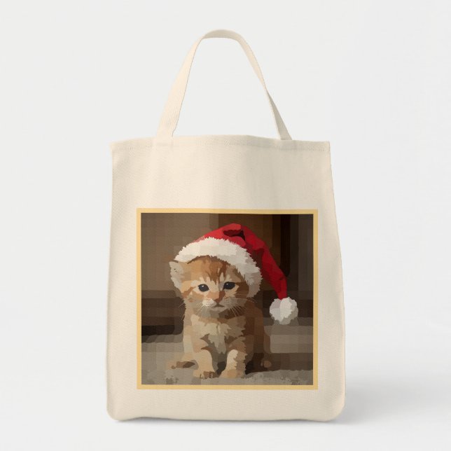 Gatinho fofo com chapéu do papai Noel. Tote Bag (Front)