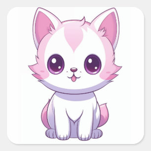 Gatinho Kawaii Square Sticker