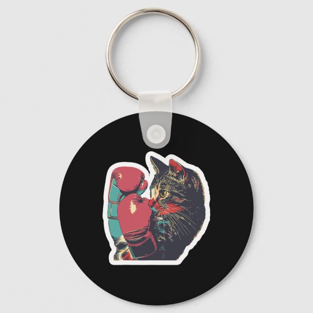 Gatito De Boxeo Cool Boxer Cat Boxing Gloves And C Keychain (Front)