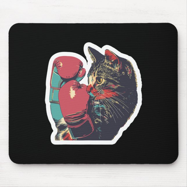 Gatito De Boxeo Cool Boxer Cat Boxing Gloves And C Mouse Pad (Front)