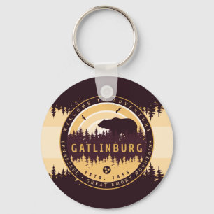 Gatlinburg Tennessee Bear Pine Trees Nature Keychain