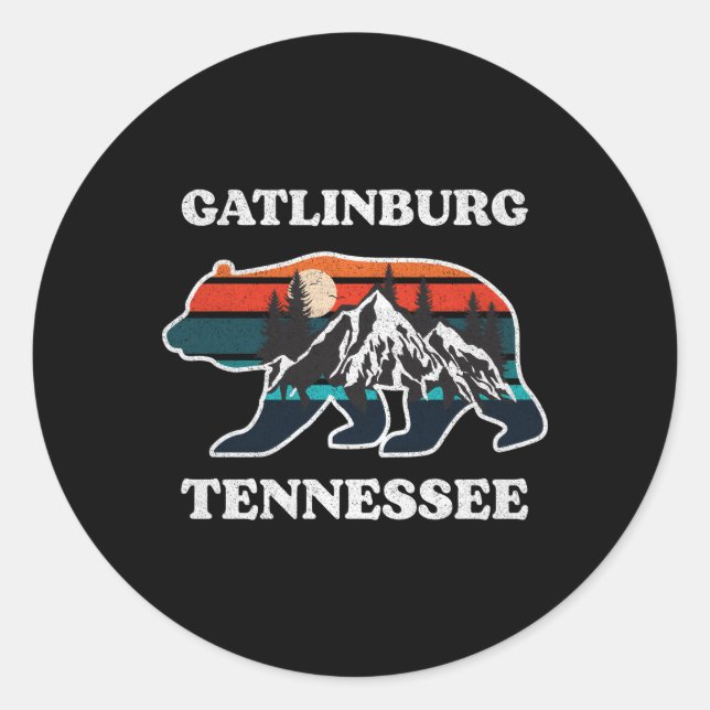 Gatlinburg Tennessee Great Smoky Mountains Bear Classic Round Sticker (Front)